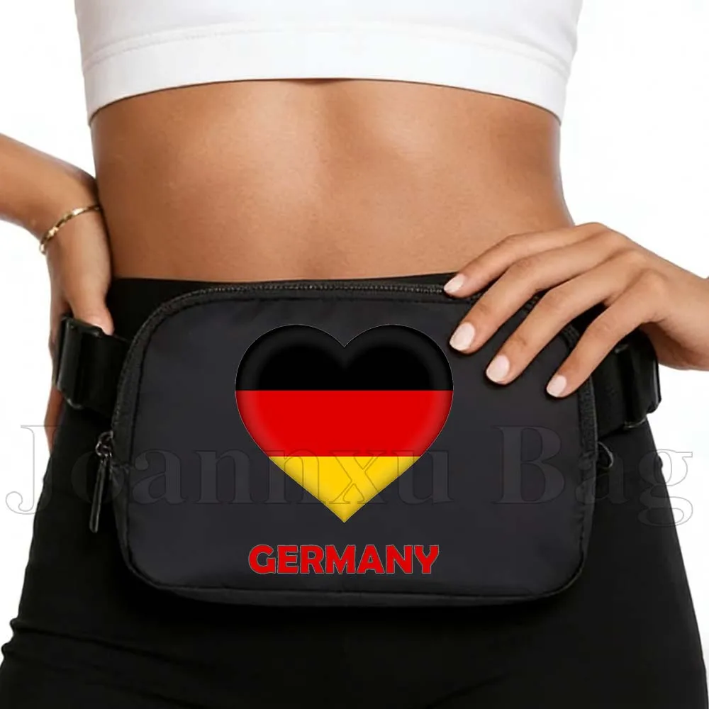 Germany Heart Flag Chest Mobile Waist Bag for Men Women Multifunctional Large Capacity Belt Fanny Pack Sports Waist Mobile Bag