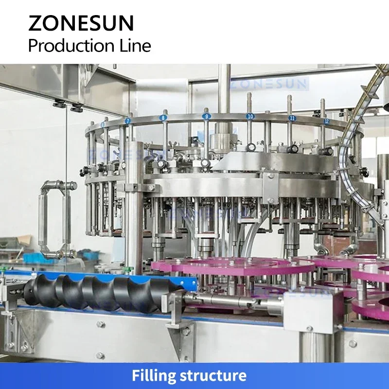 Zonesun ZS-XFCL12 آلة تعبئة وتغطية الزجاجات الزجاجية عالية السرعة آلة قطعة واحدة