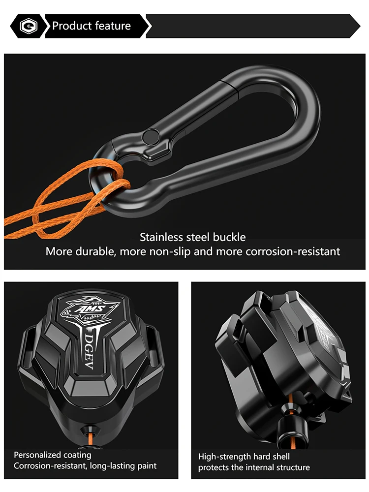 DGEV Einziehbares Fahrrad-Zugseil mit Haken, starkes Sicherheits-MTB-Anhängerseil, Outdoor-Werkzeug – Detail 6