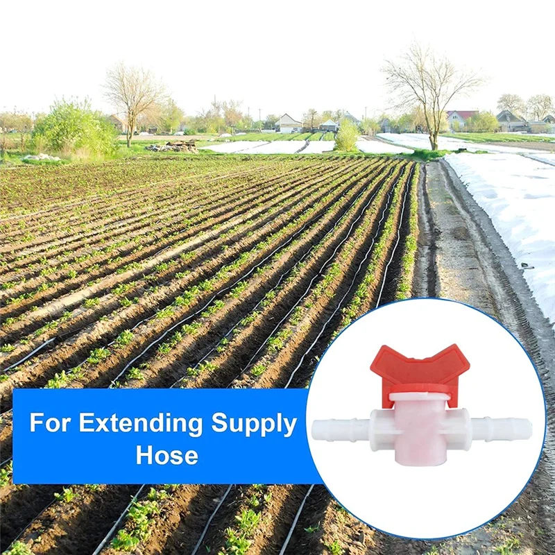 

30PCS Drip Irrigation Switch Valve Barbed Hose ID Ball Valve For Drip Irrigation Hoses Agricultura Garden K10-10