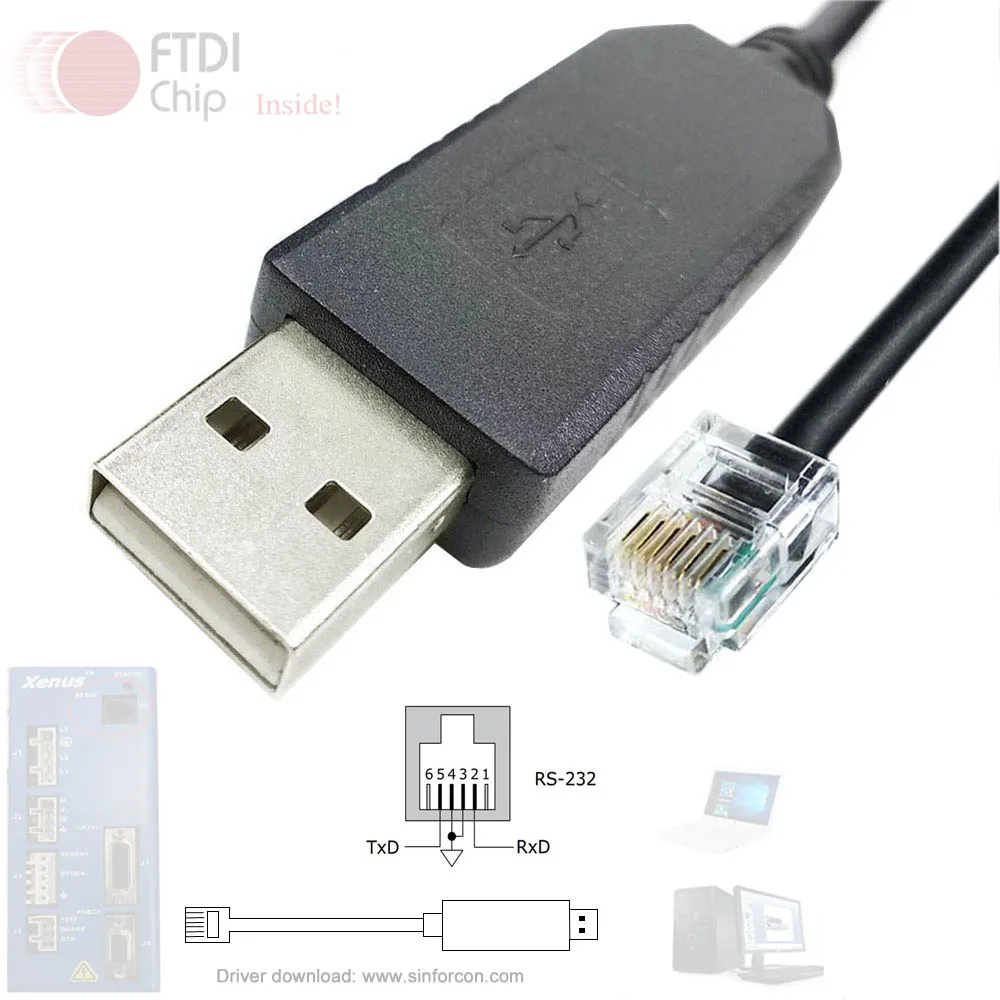 FTDI USB-RJ12 لوحدة تحكم محرك Copley Xenux EtherCAT Ser-CK J4 J6 J9 RS232 كابل CME V8.0 كابل برنامج وحدة التحكم