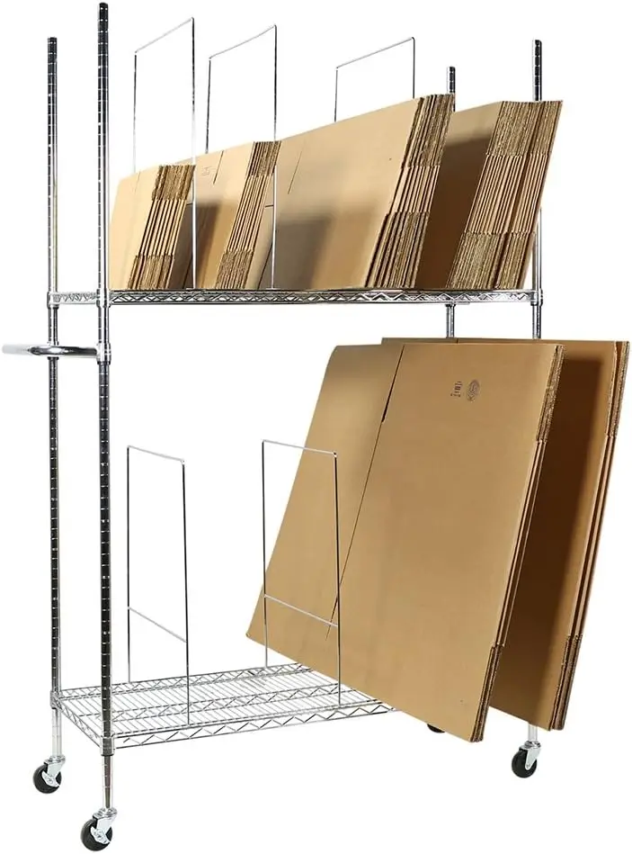 

Commercial Grade Chrome 2-Tier Wire Carton Storage Stand Unit