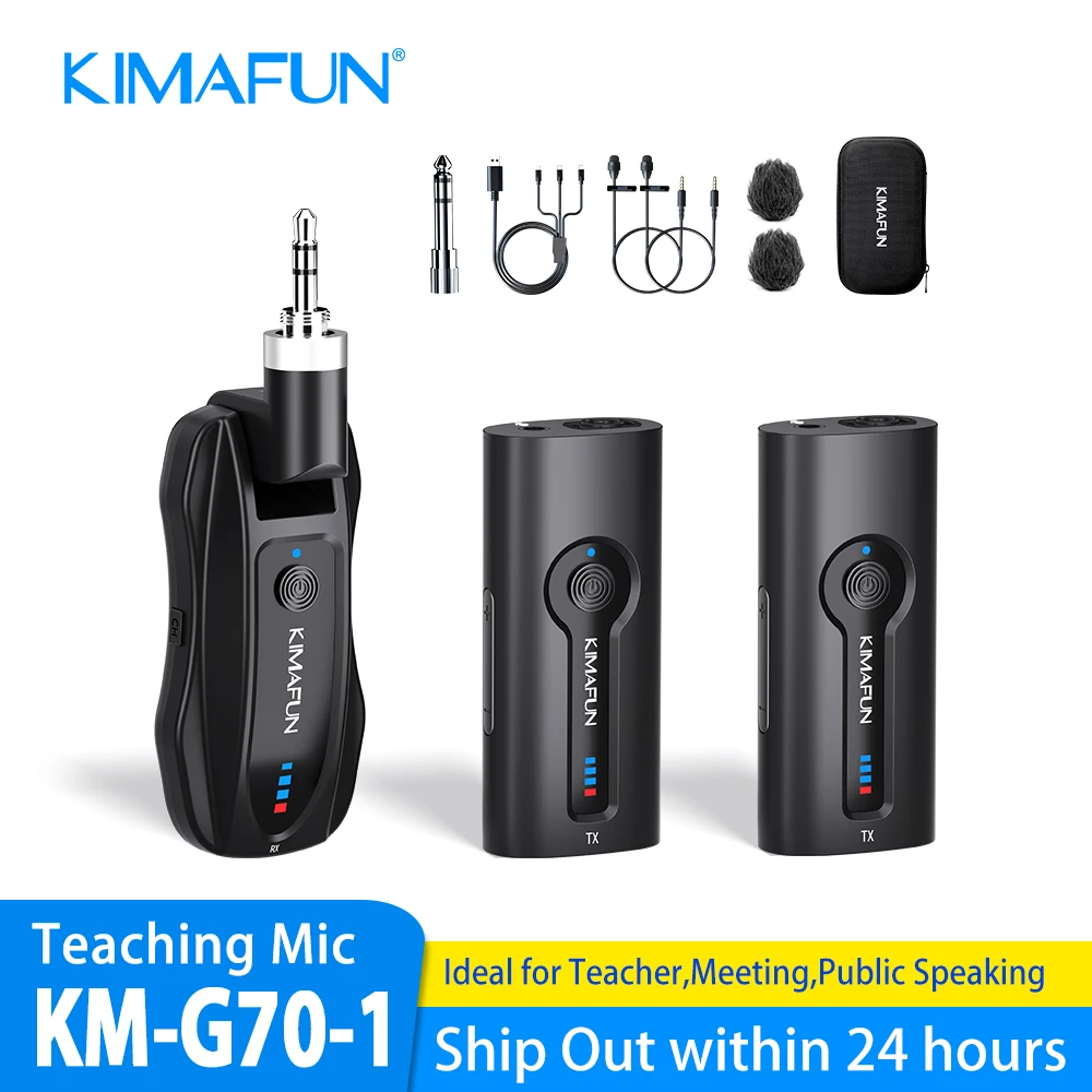 

KIMAFUN 2.4G Dual Wireless Lavalier Microphone,Amplified Wireless Lapel Microphones for 2 People Class Teaching,Meetings,Seminar