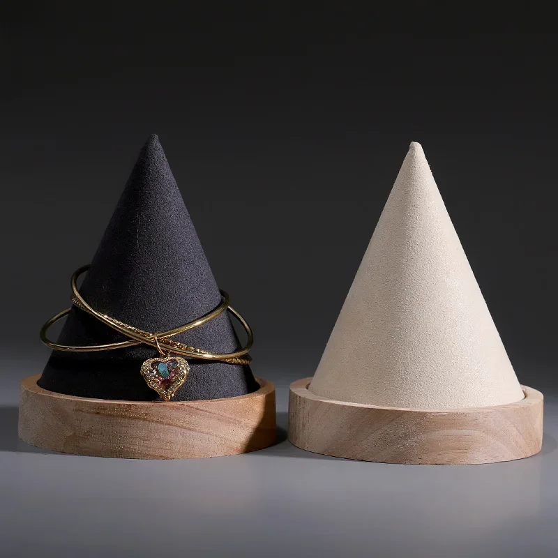 Creative Wood Cone Bracelet Display Stand Ring Bangle Anklet Chain Necklace Jewelry Storage Rack HolderJewellery Props