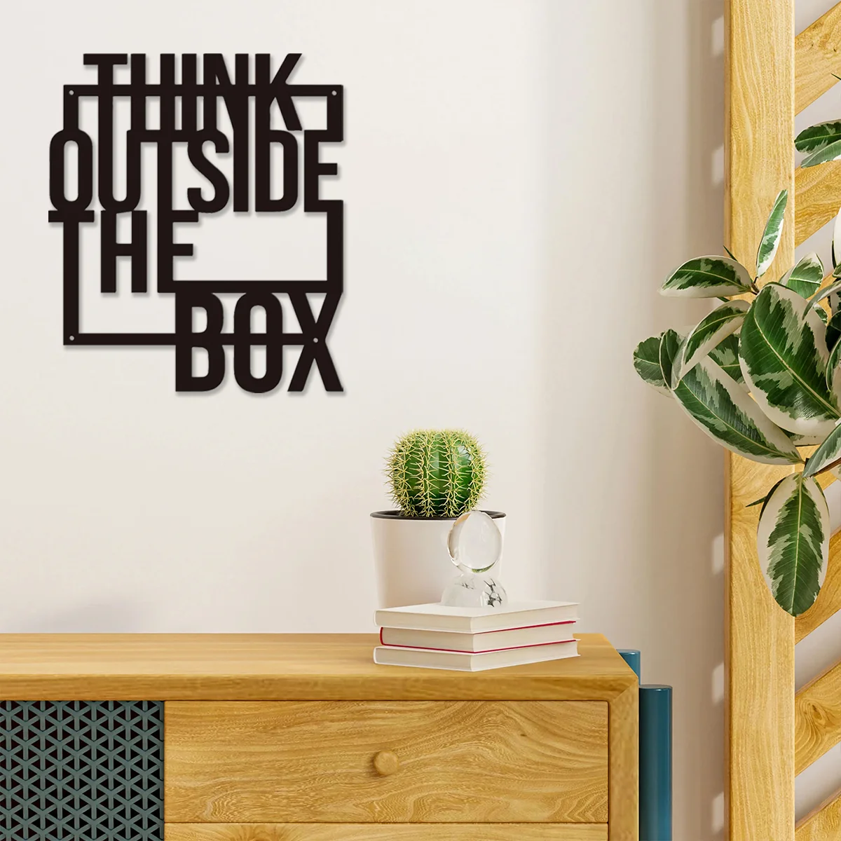 

Think Outside The Box Metal Wall Hanging Art Motivational Wall Mounted Office Decor Metal Decor Home Decor Wall Decoration