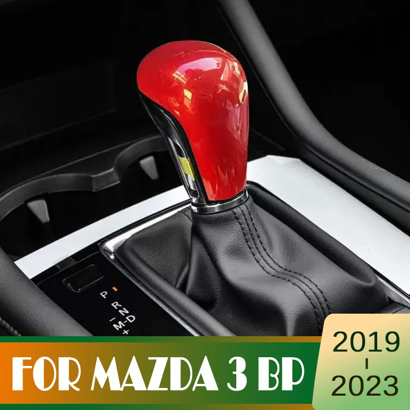 Pomo de cambio de marchas de fibra de carbono ABS para coche Mazda, accesorios para coche, color rojo y plateado, cubierta embellecedora para Mazda 3 Axela CX-30 CX30 2020 2021 2022 2023