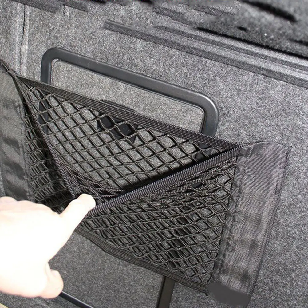 

2pcs Double Layer Car Trunk Organizer Storage Bag Mesh Net For Suv Rv Van Truck Bed Camping Boat Durable Oxford Fabric