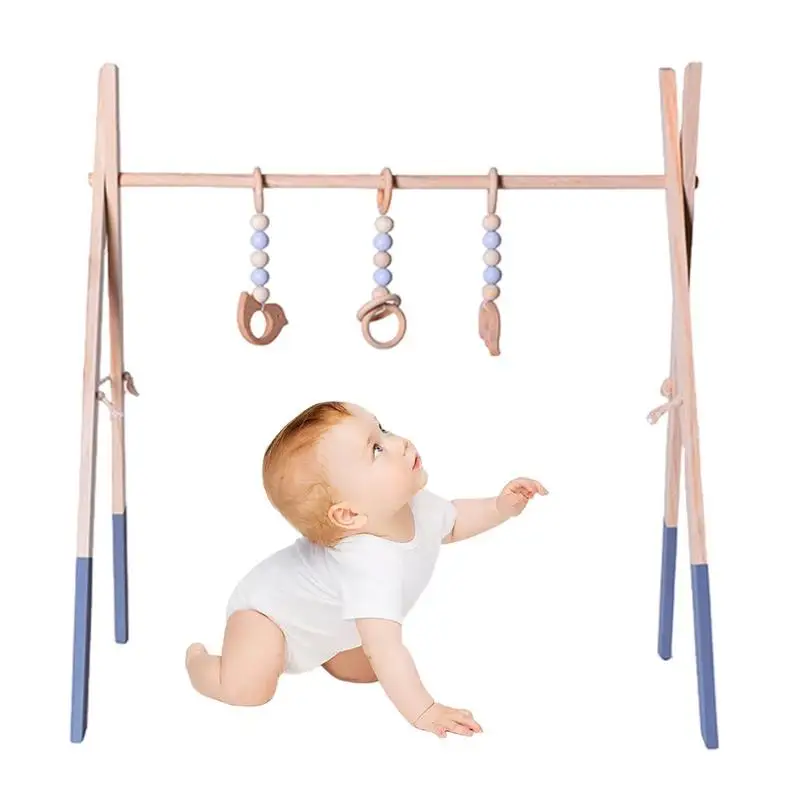 Dobrável Eco-Friendly Pine Wooden Frame Gym Toy para recém-nascidos, Acessórios para exercícios para centro de educação infantil, berçário