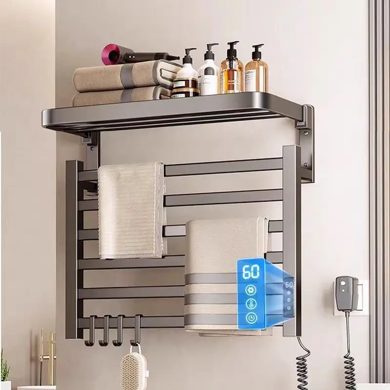 Intelligent Electric Towel Rack, Bathroom Electric Non Perforated Heating, Household Storage, Space Aluminum Towel Rack