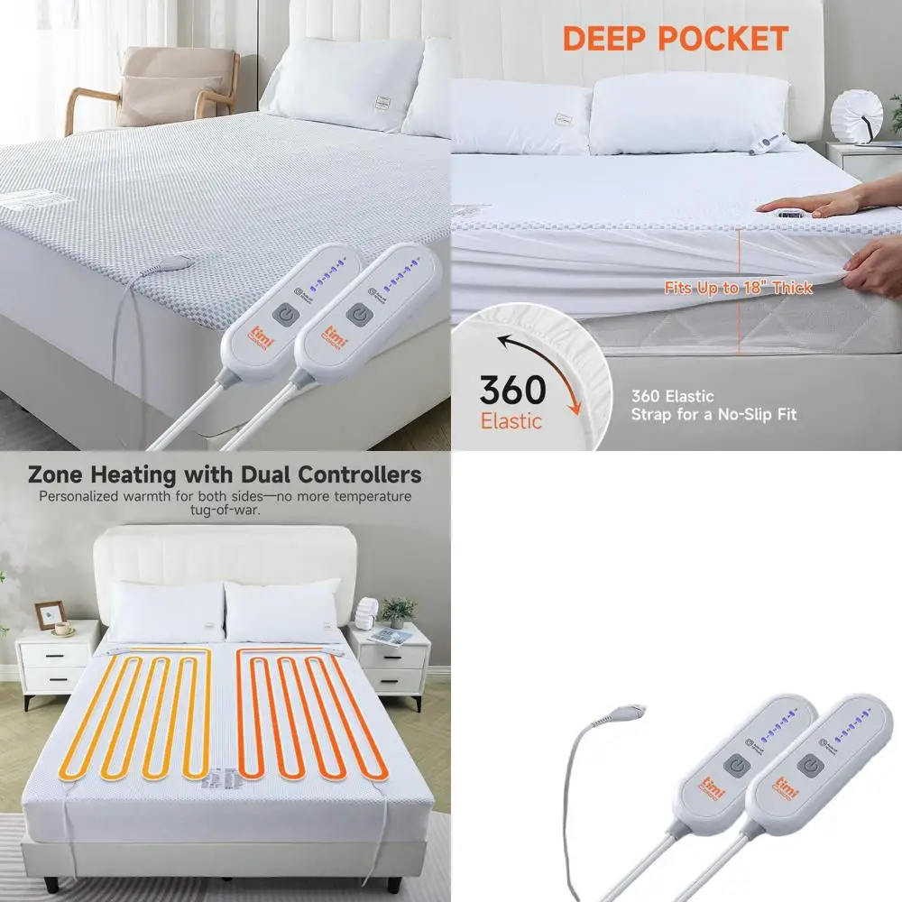 

King Size Electric Mattress Pad with Dual Controls, 5 Heat Levels & 10-Hour Timer, Deep Pocket, All-Season Bed Cover 78x80