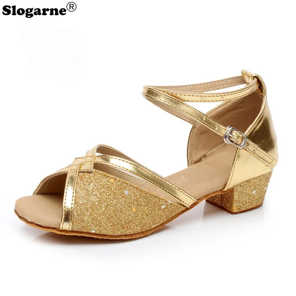 

Children Ballroom Dance Shoes Woman Kids Latin Modern Dancing Shoes Girls Shoes Practice Salsa Tango Sandals 3.5CM Low Heel Shoe