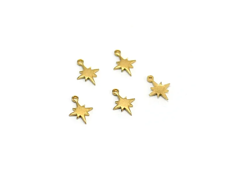 50pcs North Star Earring Charm, Mini Star Brass Charms, Earring Findings, 10.4x7.5x1mm, Celestial Charm, Jewelry Making R1897