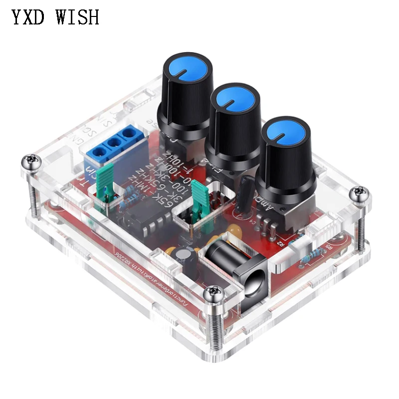 Function Signal Generator DIY Kit Sine/Triangle/Square Output 1Hz-1MHz Signal Generator Adjustable Frequency Amplitude XR2206