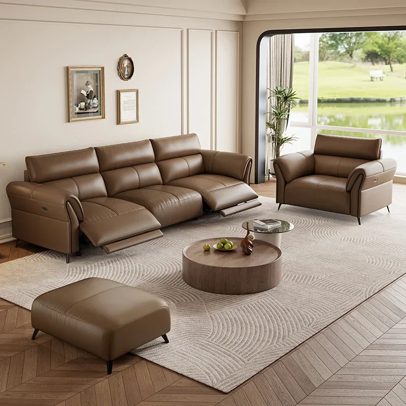 

Italian Design Brown Sofas Electric Reclining Luxury Armchair Salon Sofas Puffs Double Lounges Divano 2 Posti Home Furniture