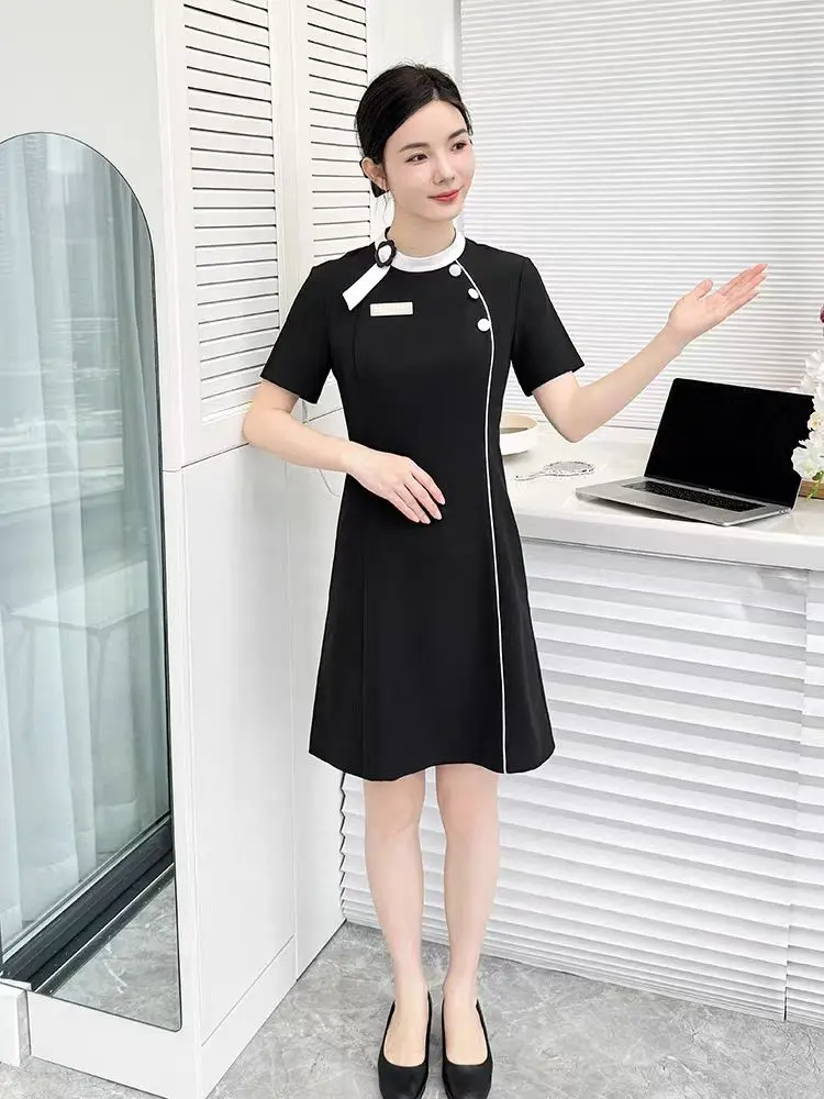 

Professional Dress Female 2024 Summer Hotel Reception Working Clothes Beauty Salon Staffs SPA Uniform Free Shipping Workwear