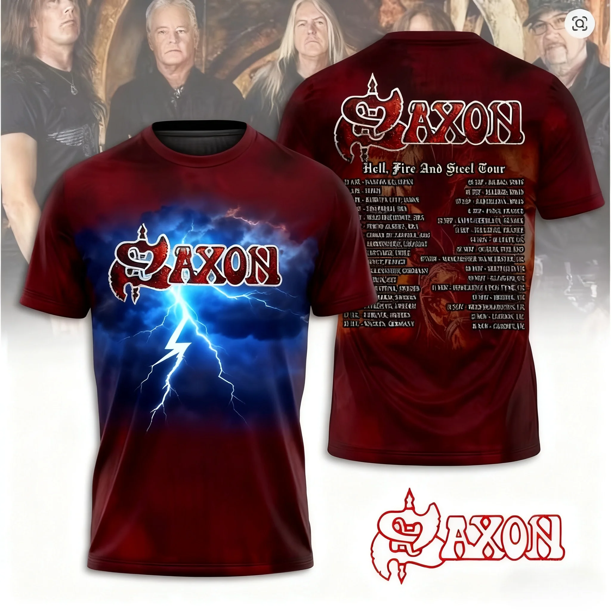 Rock Saxon Band 3d Printing T-shirt Men Women Fashion Short Sleeve Tshirt Oversized Hip Hop Tops Tees Kid T shirt Men Clothes