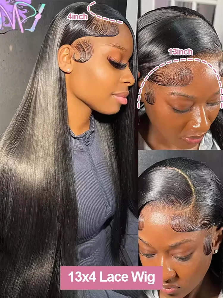 250% Density Brazilian Raw 30 32 inch 13x6 HD Lace Front Human Hair Wigs Bone Straight 13x4 Frontal Wigs Glueless Closure Wigs image 3