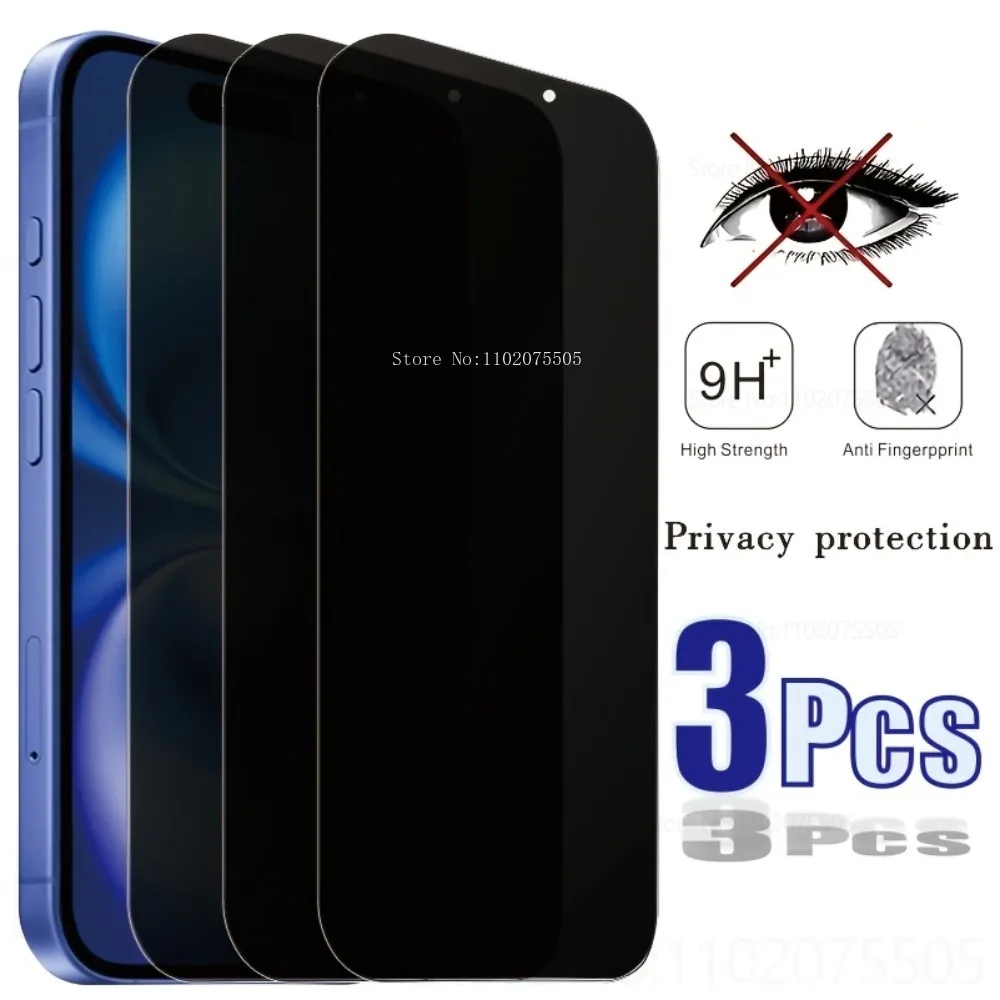 

3Pcs for IPhone 17 Air 17 Pro 16E 15 Plus 17 Promax Privacy Screen Protector for IPhone 14 13 12 Pro Anti Peeping Tempered Glass