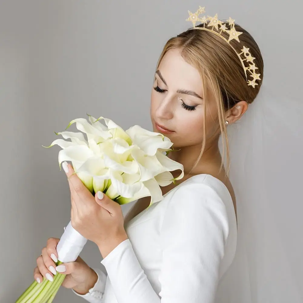 Diadema de estrella de diamantes de imitación para mujer y niña, diadema de Halo de estrella de fiesta de cristal, tocado de novia de aleación, nueva moda