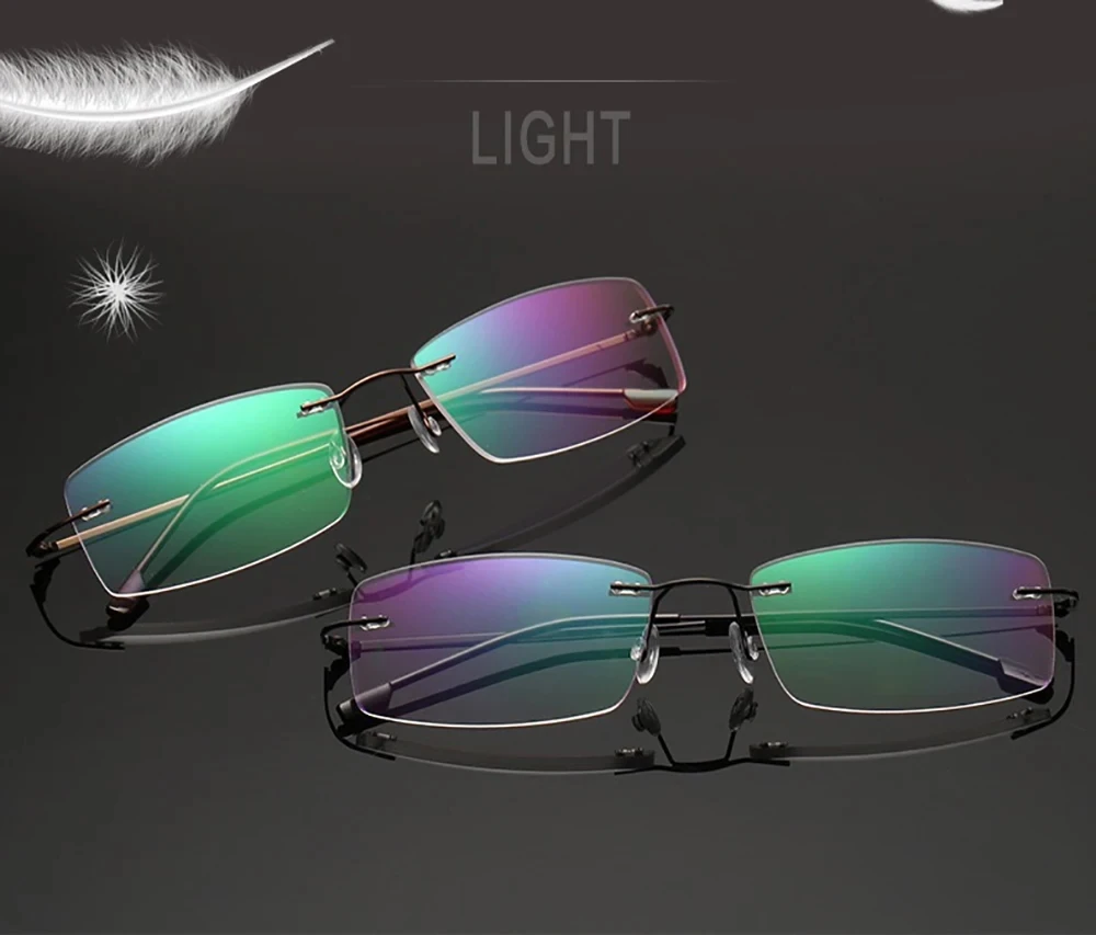 Blaulichtblockierende, ultraleichte TR90-Speicher-Titan-Randlose Lesebrille für Herren und Damen, Presbyopie-Brille +1,0 +1,5 +2,0 – Detail 1