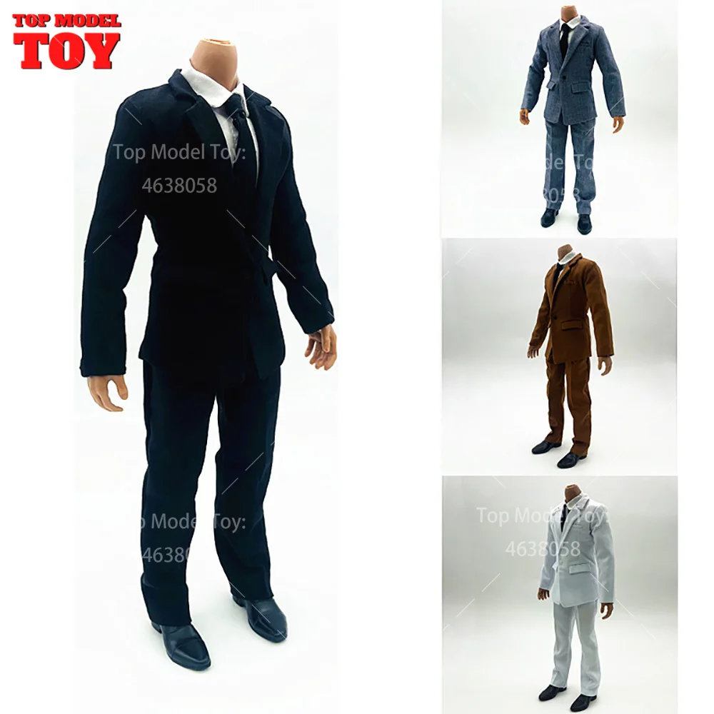 

1/6 Scale Men's Suit Set Top Pants Long Sleeved Shirt Tie Gentlemar Clothes Model Fit 12" Male Soldier Action Figure Body Dolls