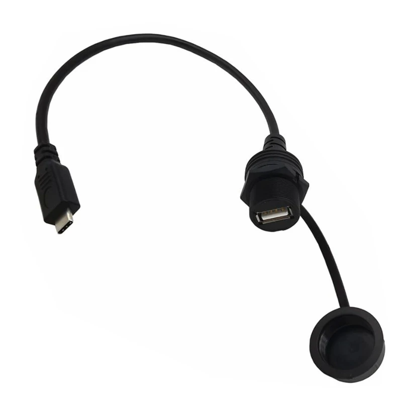 USB C إلى USB 2.0 محول Type-C OTG كابل 0.3 متر مقاوم للماء لسيارة شاحنة قارب دراجة نارية لوحة القيادة فلوش لوحة جبل كابل مساعد