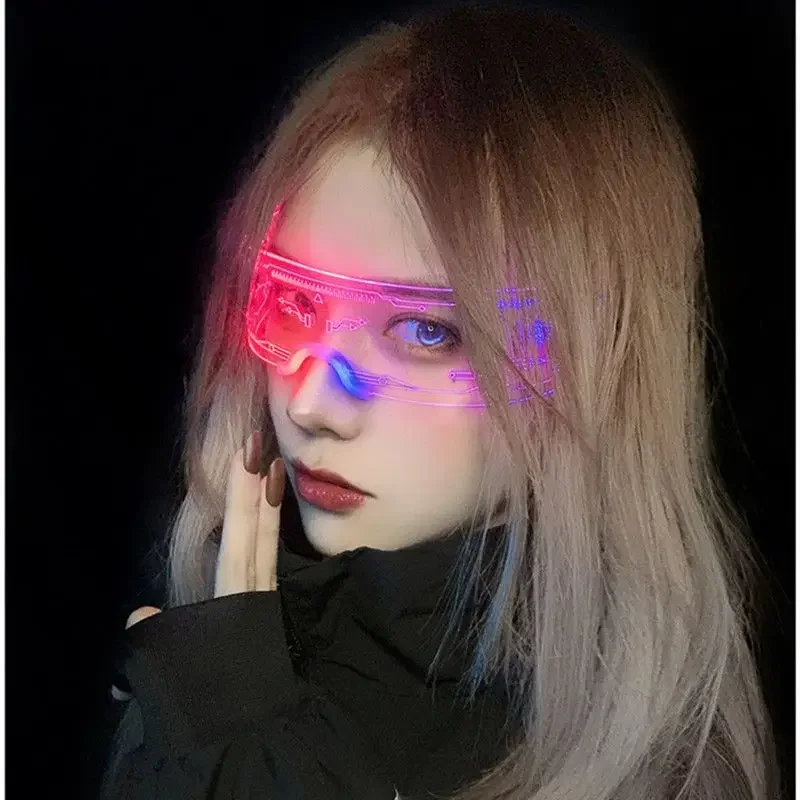 1PC Neon Party LED Luminous Glasses LED Glasses Wire Light Up Visor Eyeglasses Bar Grow Goggles for Halloween Christmas Festive