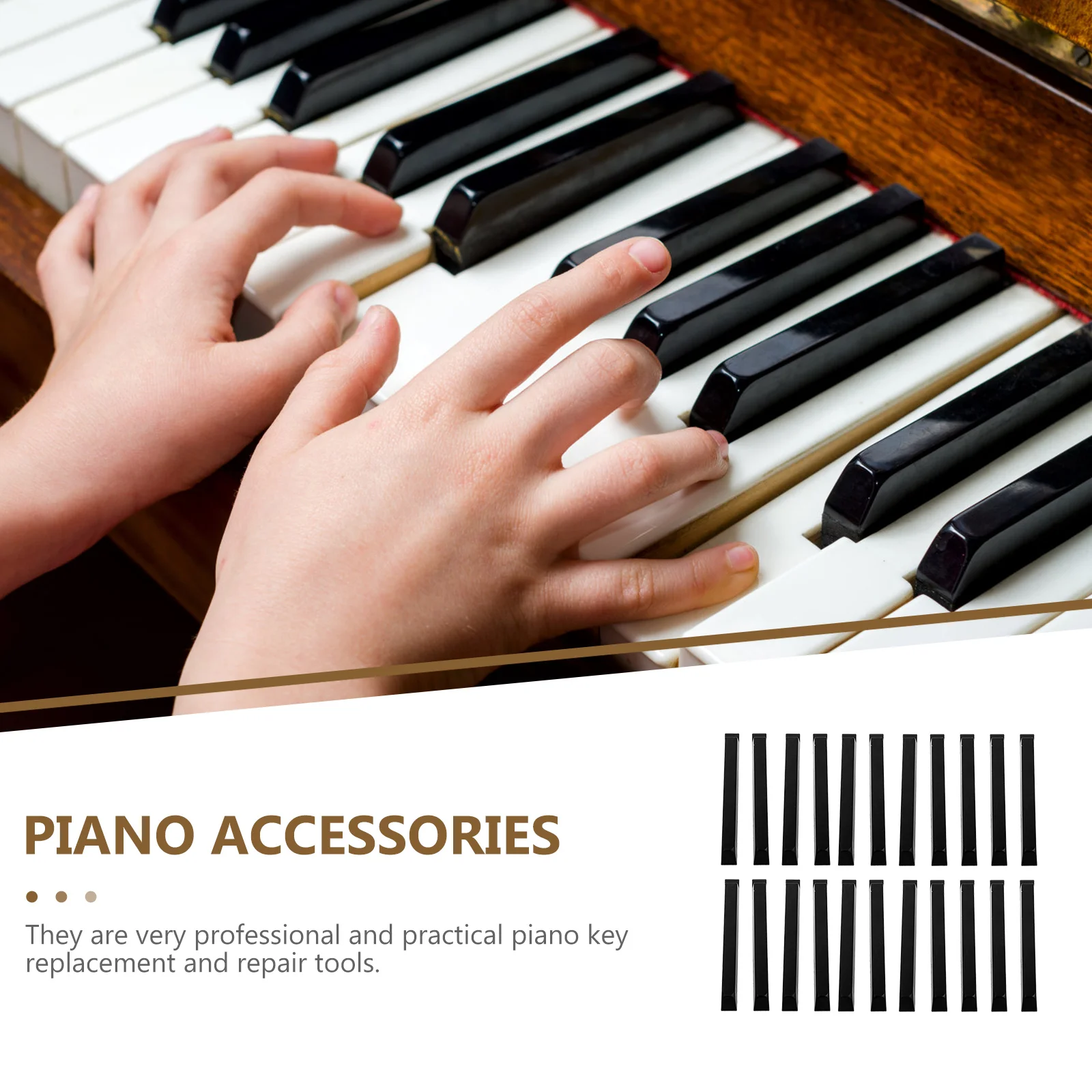 

36 Pcs Piano Keys Replacement Durable Black Resin Keytops Practical Accessories Keyboard Instrument Parts Kit Piano Tuning Tools