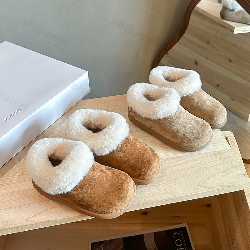 

Children's Cotton Shoes Winter Warm Plush Casual Shoes Girls Retro Leisure Winter Shoes Kids Non-Slip Comfortable Outdoor Flats