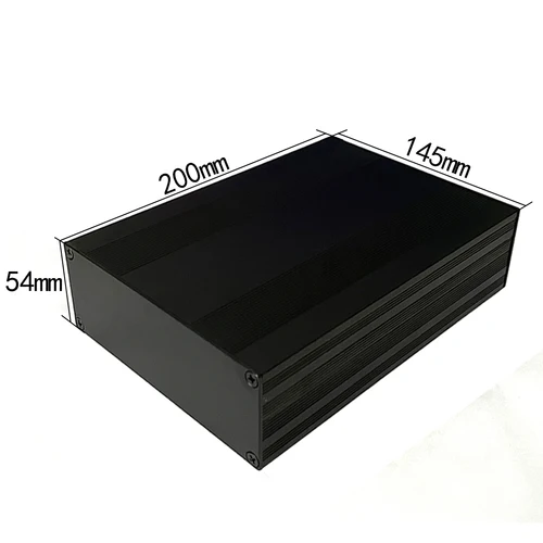 Imagen 1 del producto Caja eléctrica de aluminio, carcasa extruida, carcasa PCB dividida, 145x54x200mm, bricolaje, nuevo, plateado/negro, 1 ud.