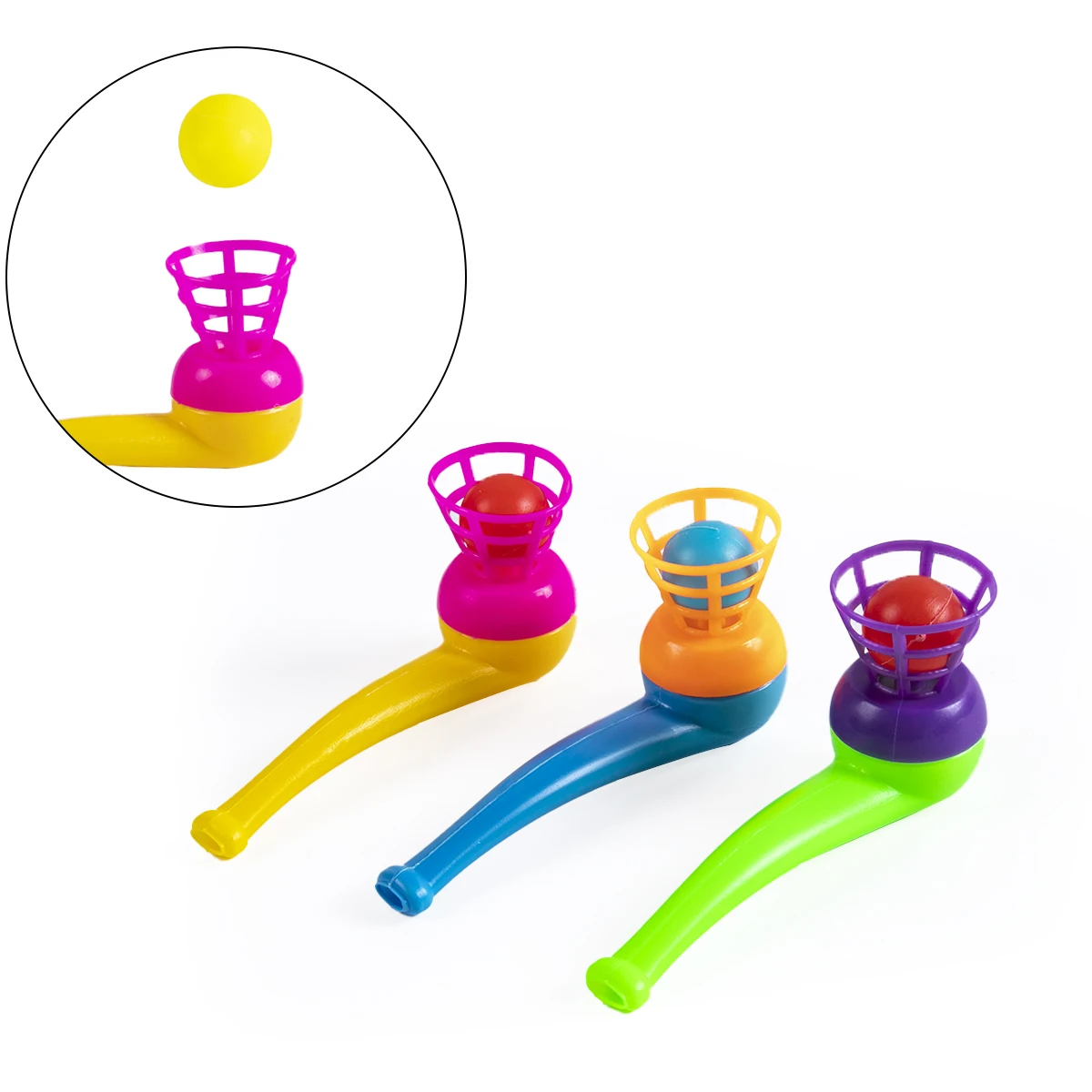 10pcs Funny Blowing Pipe Floating Ball Game Creative Magic Blowing Ball Toys Kids Birthday Party Favors Carnival Gifts Supplies