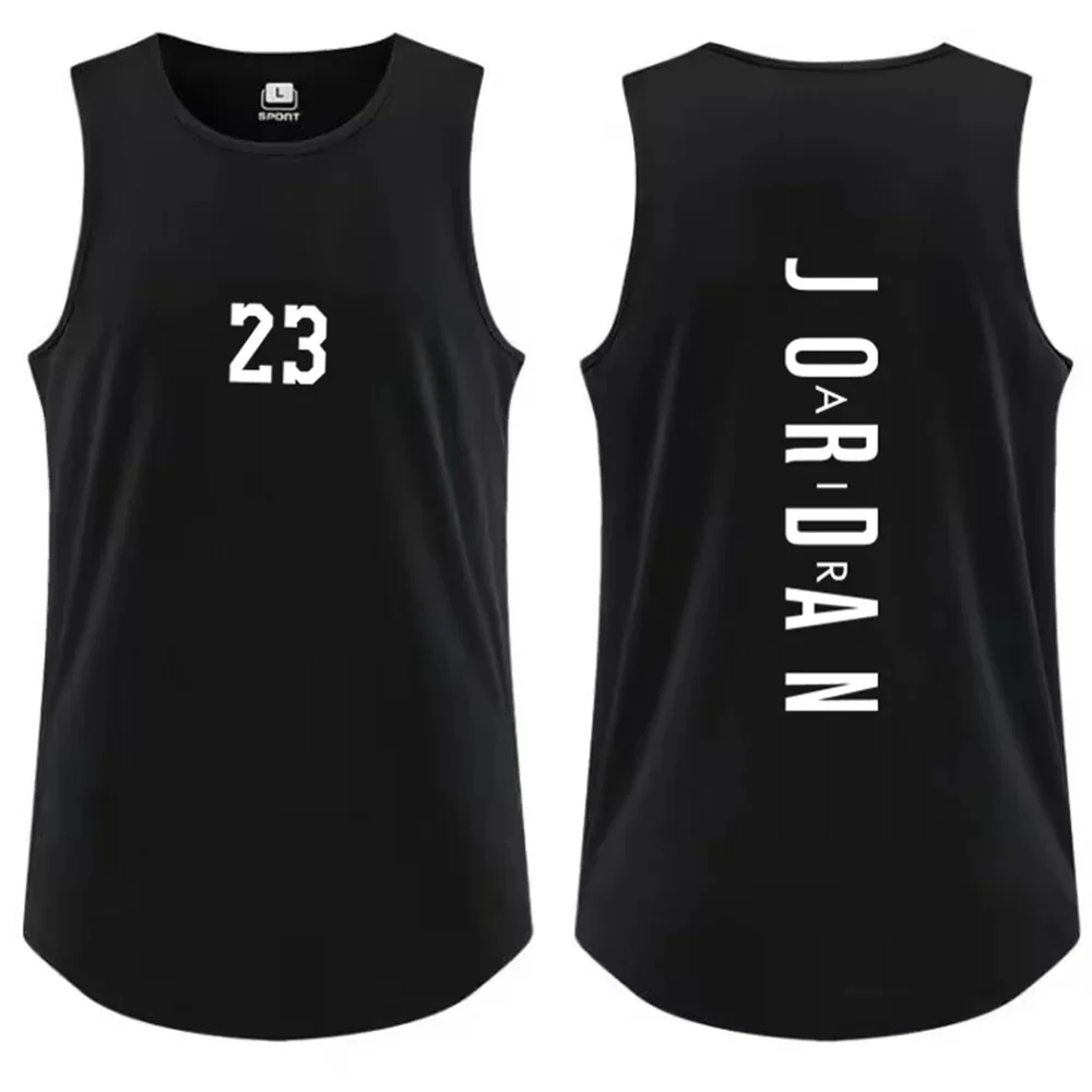 2024 fashionable short sleeved basketball T-shirt, sports top vest, black fitness T-shirt, men\'s style, high-quality summer vest