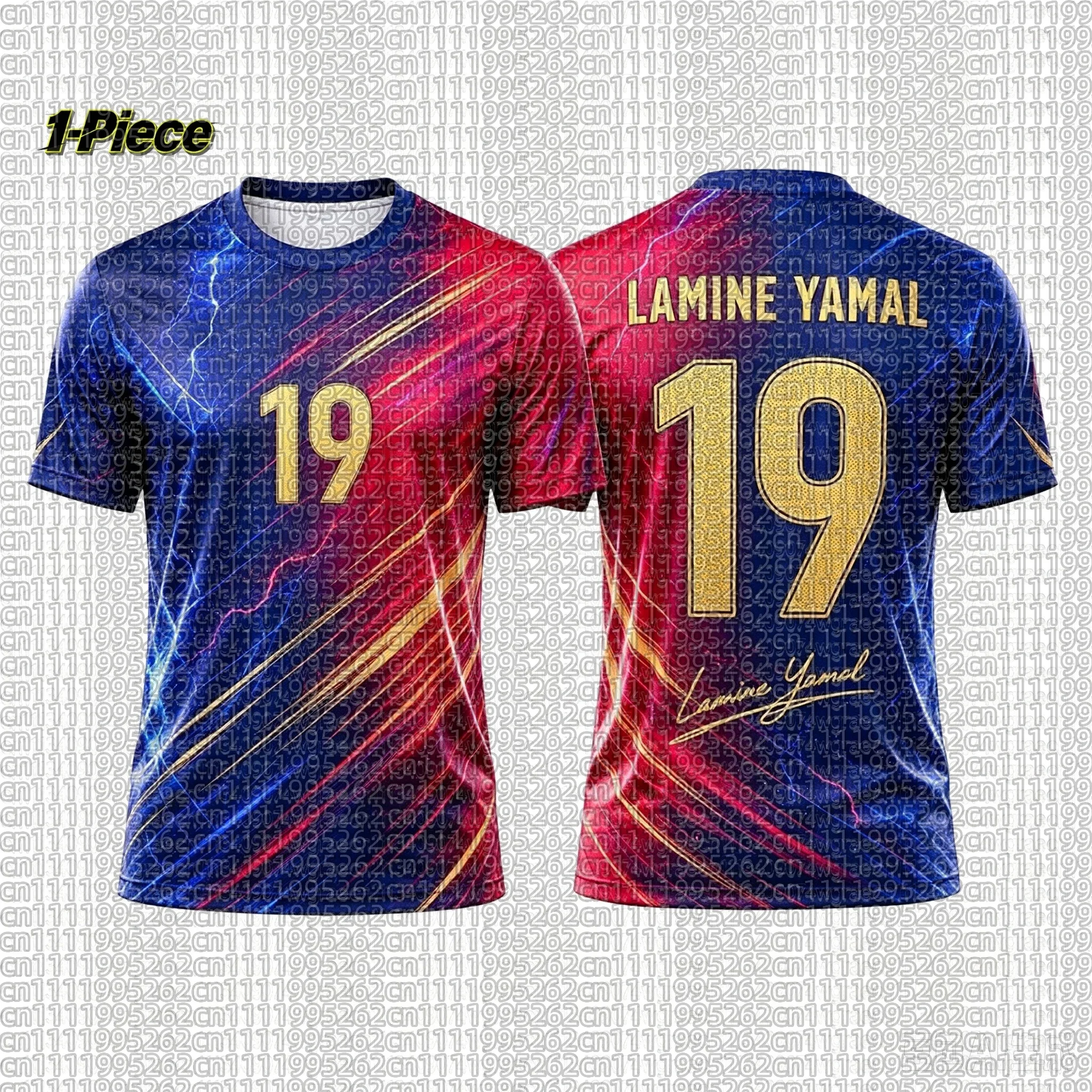 Men's and Women's Special Edition Yamal No.19 Jersey Shorts Set Spanish Fans T-shirt Summer Children's Parent-child Wear