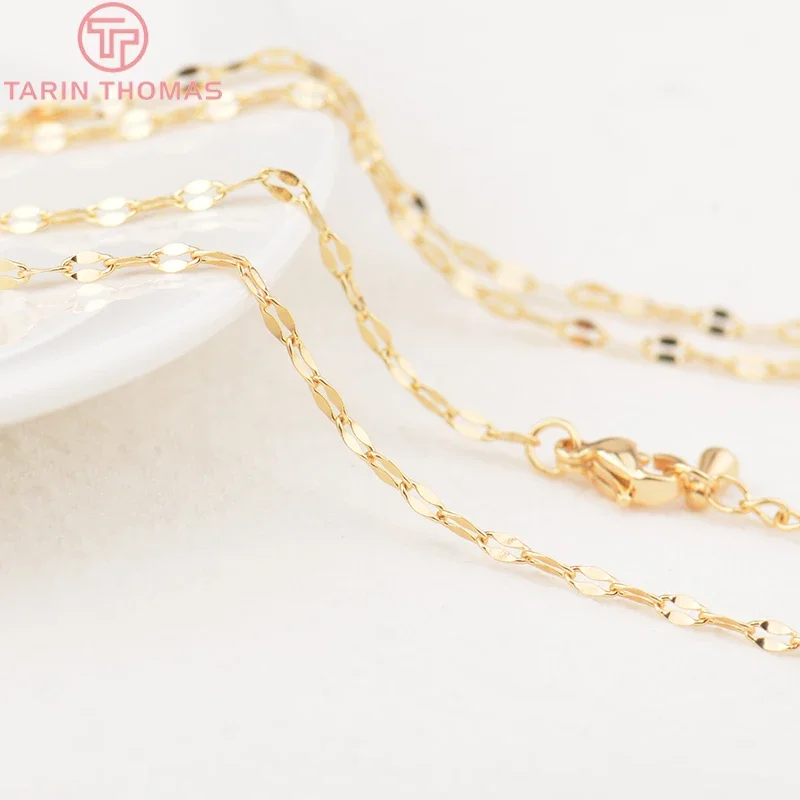 

(3816) 2PCS Length 40CM 24K Gold Color Brass Finished Necklace Chain High Quality DIY Jewelry Making Findings Accessories