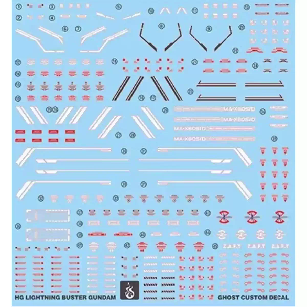 YAN Water Slide Decals for HG 1/144 ZGMF-103HD Lightning Buster SEED High Definition Fluorescent Stickers Hobby Model DIY