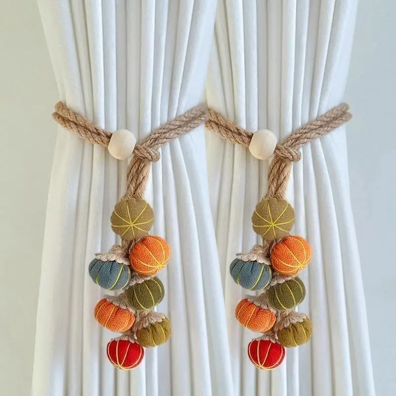 

New Curtain Tiebacks Binding Straps Creative Pumpkin Decoration Embellishment Binding Straps Adjustable Gauze Collapse Pendant
