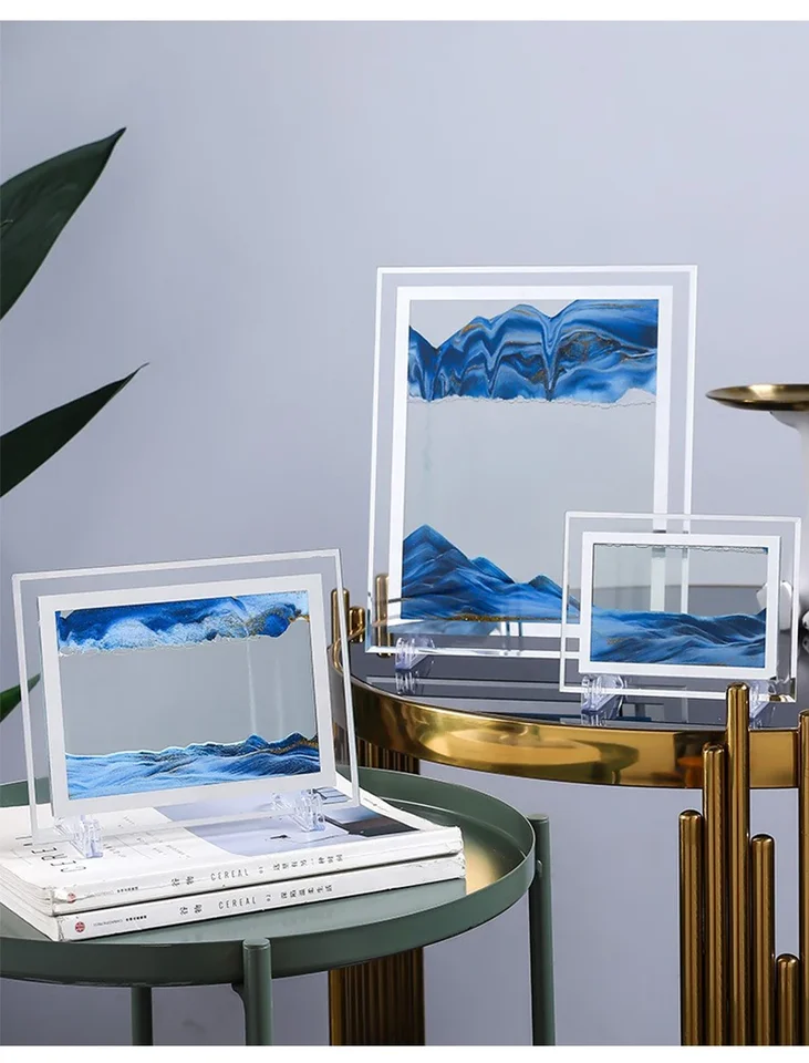 RoseFlower Sablier Decoratif Art Sable Mouvant, Peinture de Sable Qui Coule 3D de paysage de mer profonde dans du verre, Décoration de bureau à domicile - Bleu/7 RoseFlower Sablier Decoratif Art Sable Mouvant, Peinture de Sable Qui Coule 3D de paysage de mer profonde dans du verre, Décoration de bureau à domicile - Bleu/7