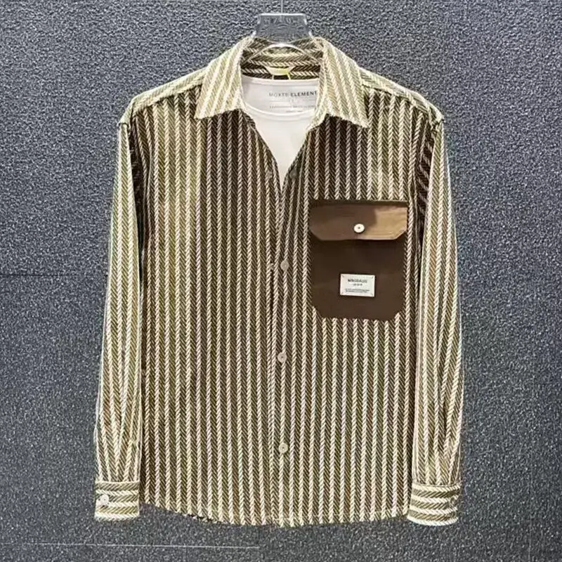 

Casual Long Sve Men's irt Spring Autumn Faion Brand Loose Student Sli Versatile Leisure BF Loose irt Top