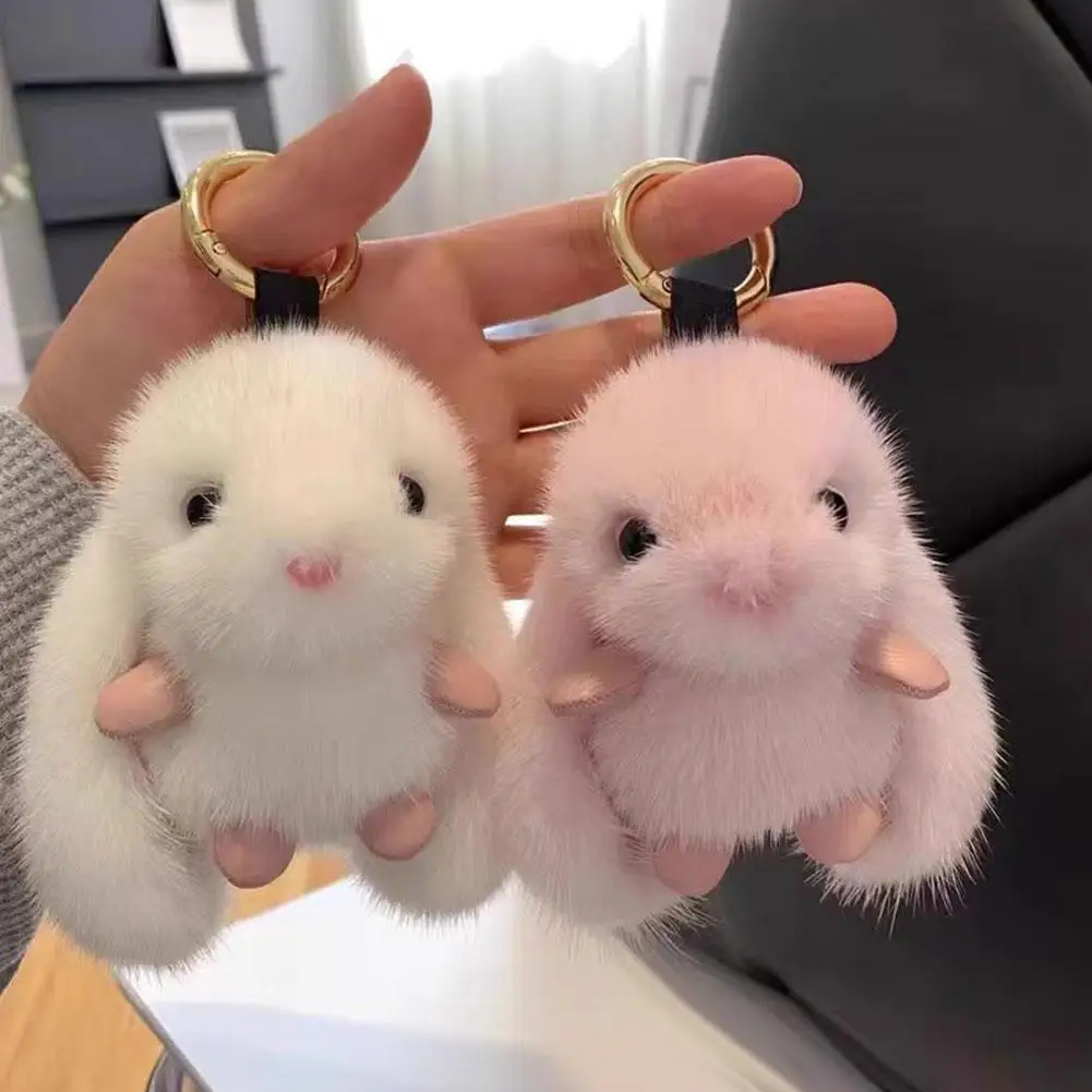 Imitation Sable Cute Rabbit Doll Charm Keychain Bunny Plush Toys Bag Pendant Cartoon Car Keychain Jewelry Accessories Decoration