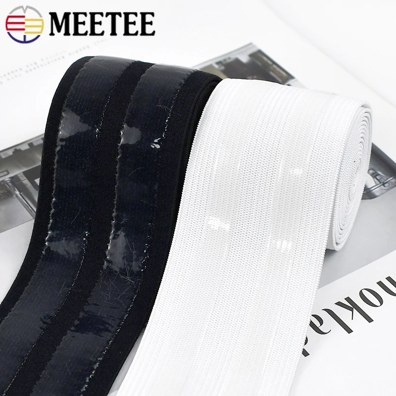 1/2/3/4/5M 5cm Non-slip Silicone Rubber Black White Elastic Band Webbing For Sewing Trousers Dress Belt Stretch DIY Accessories