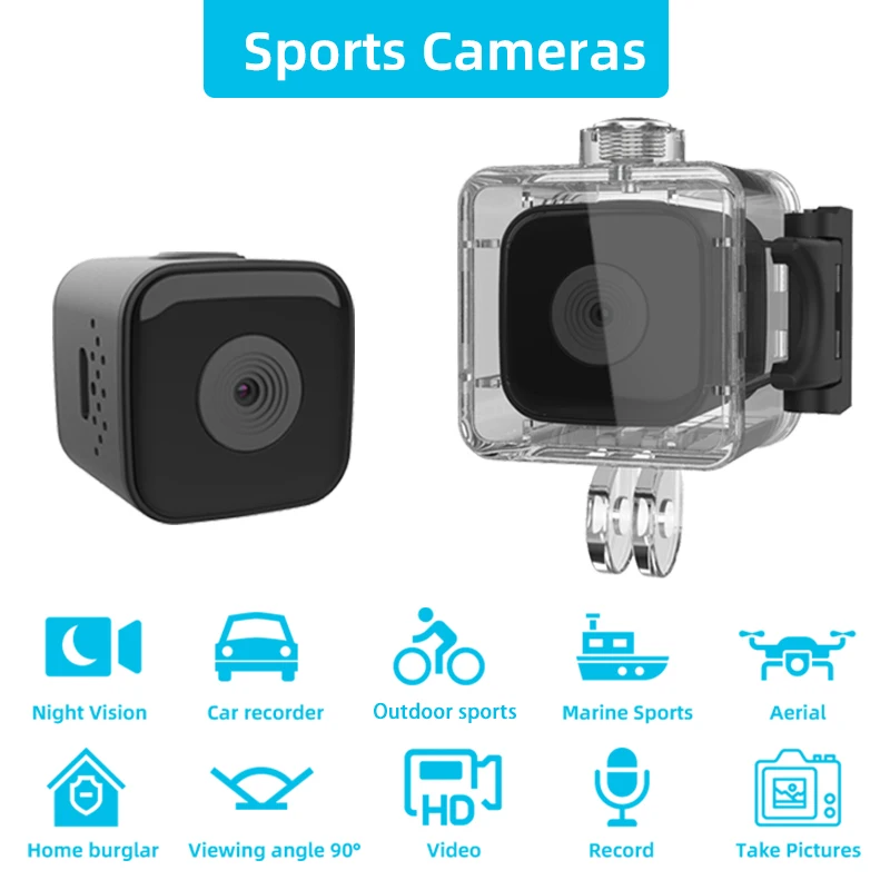 Outdoor Waterproof Sports Camera Portable Car DV Camera 1080p HD Aerial Photography Small Camera SQ28 Cycling Recorder