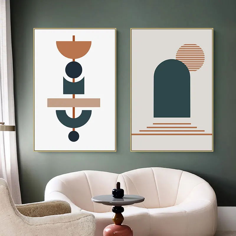 Geometric Abstract Morandi Modern Simple Canvas Painting Wall Art Poster Print for Living Room Sofa Home Decor Wall Murals