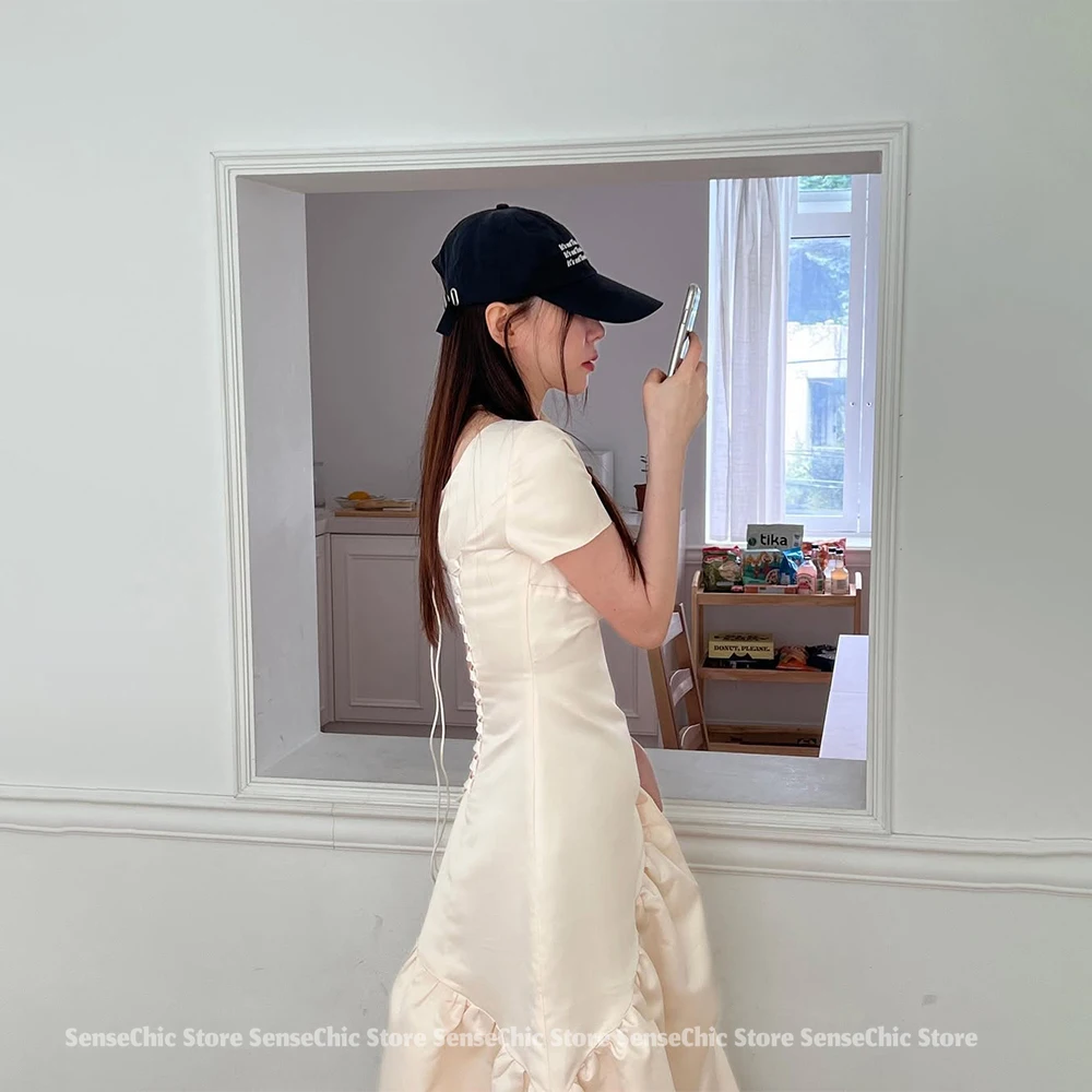 فساتين زفاف أنيقة كورية بدون ظهر وصمة عار لحفلات الزفاف فستان صيفي بكتف واحد فستان حفلات فيستدوس 2025 مخصص