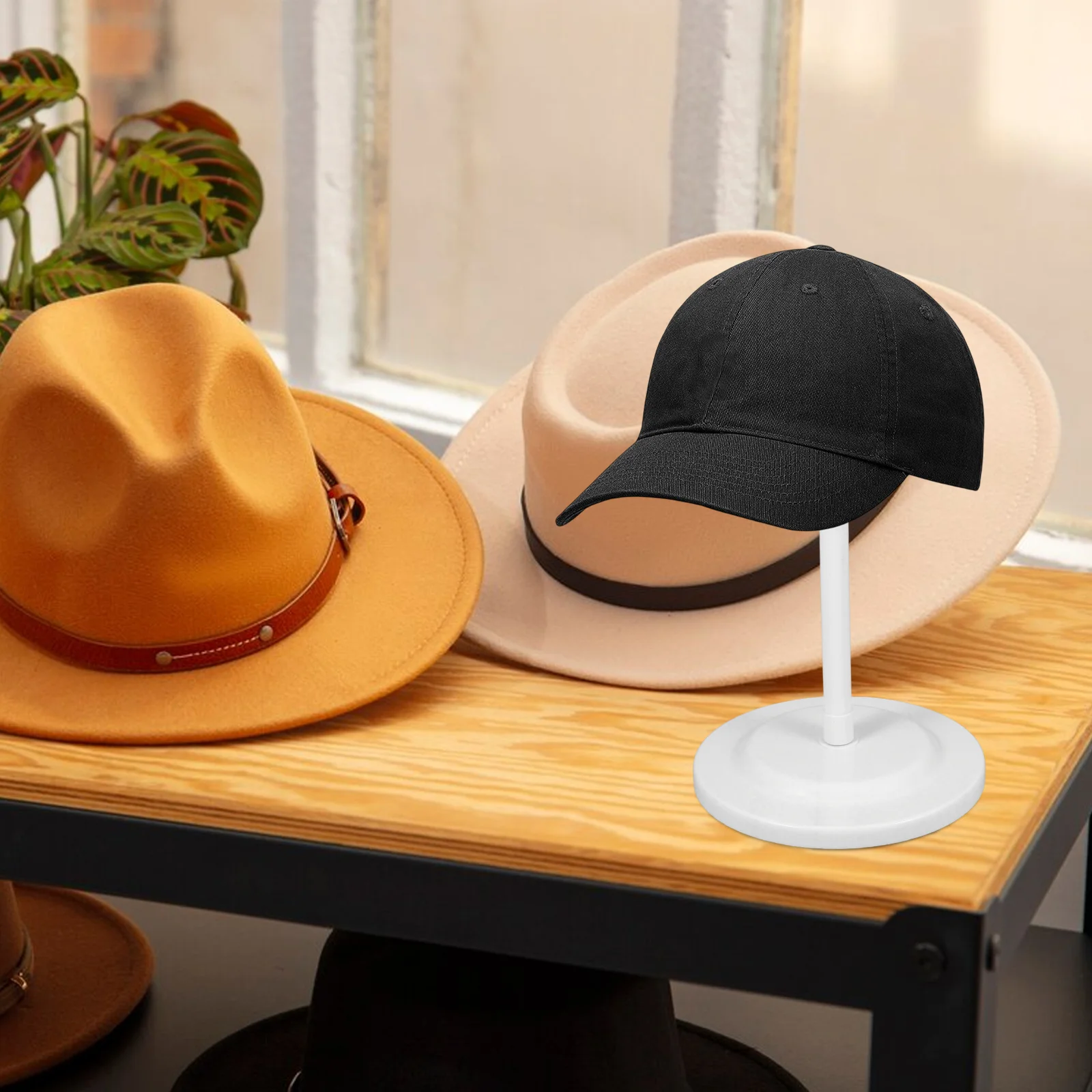 

Portable Adjustable Hat Display Stand Stable Construction Elegant Appearance Retail Store Accessory Telescopic Cap Rack