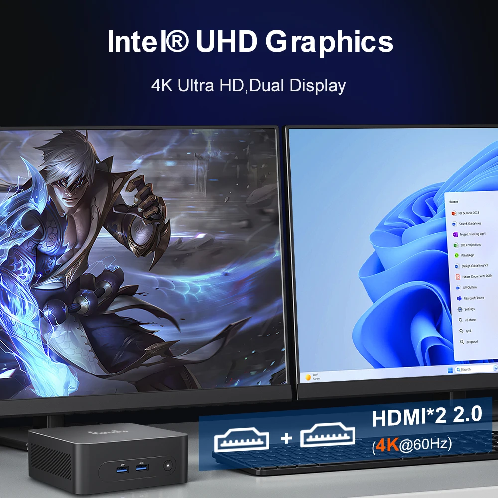 Acoveita M2 PLUS Mini PC Mini Computer Intel 5205U Up to 1.9GHz 8GB DDR4 256GB SSD Windows 11 Desktop Computer Mini Desktop PC