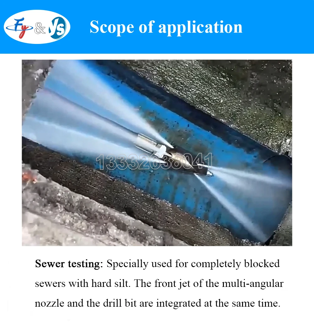 0.5-6kg Rotating Dredge Head Stainless Steel High Pressure Sewer Puncture Nozzle  for Pipe Cleaning & Mud Removal Puncture