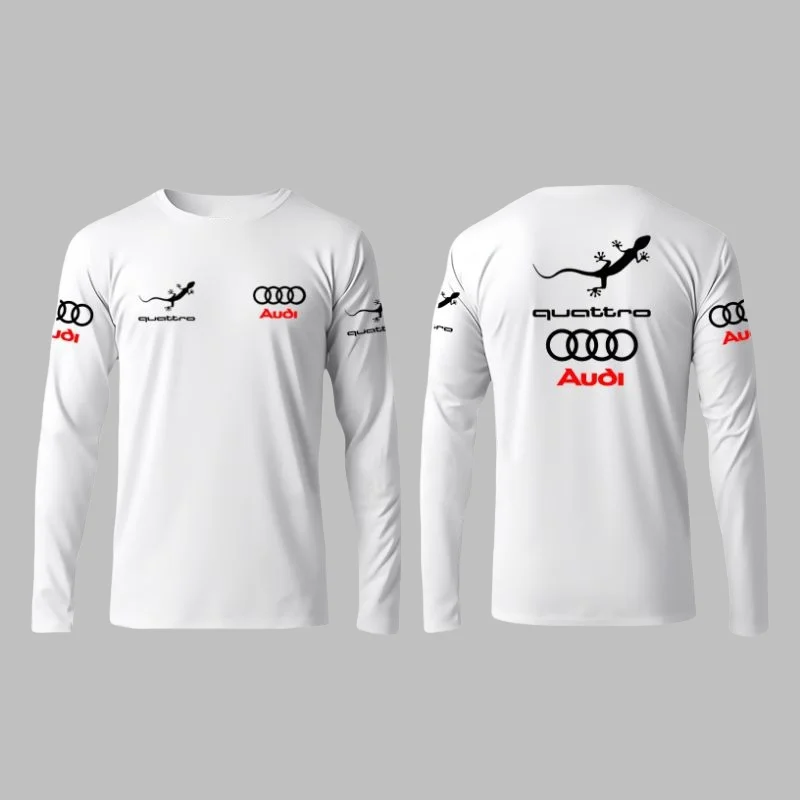 2025 Spring and Autumn Fashion Audi Racing Competition Printed Men's Adult Long Sleeve Daily Leisure Sports Fitness Teen T-Shirt