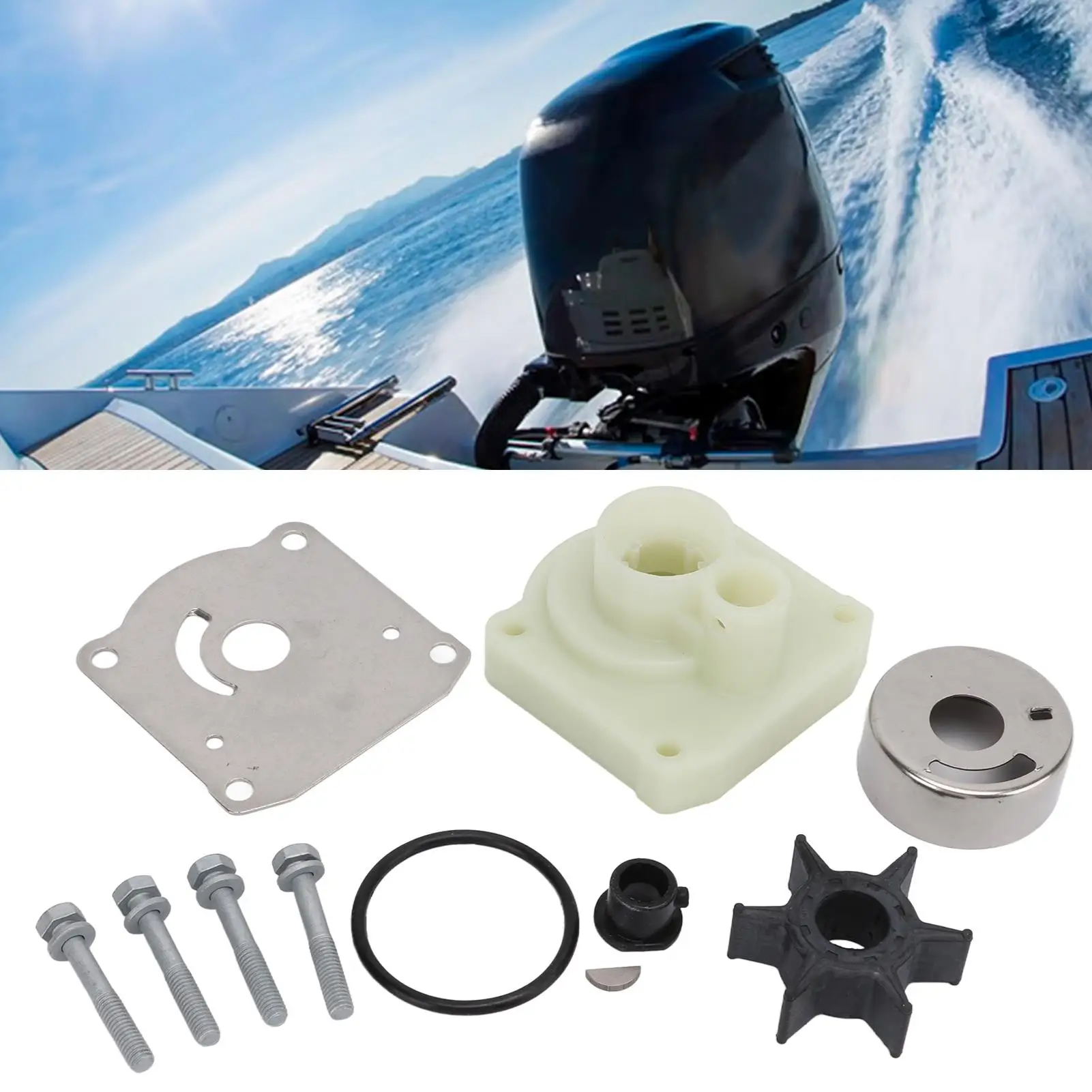 for yamaha Outboard Water Pump Impeller Repair Kit 61NW007811 - Stainless Steel & Rubber for 25/30 Models