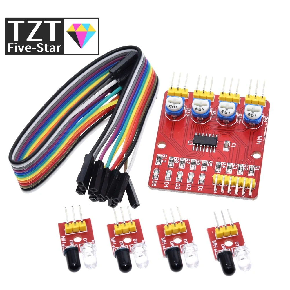 TZT F233-01 Four-way infrared tracing / 4 channel tracking module / transmission line / obstacle avoidance / car / robot sensors