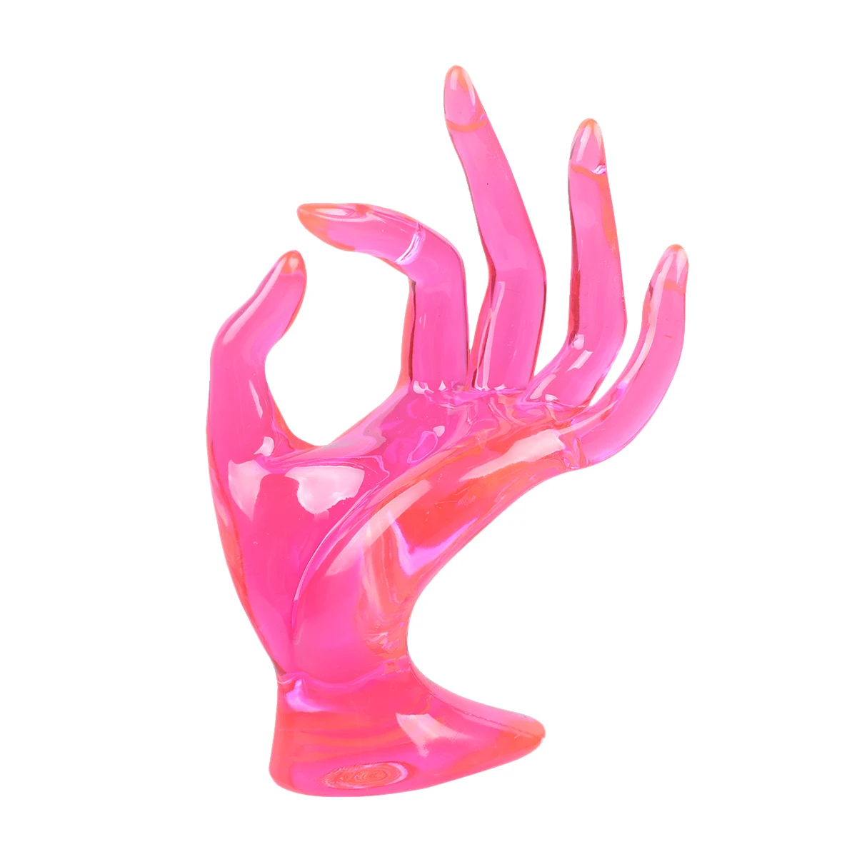 رف عارضة أزياء يدوية بتصميم فريد من نوعه، حامل عرض حلقي، لون مشرق، سطح أملس، منظم مجوهرات محمول، وردي